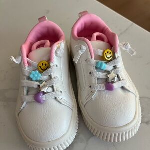 NWT Carter's White Sneakers with Pink Accents and Colorful Charms